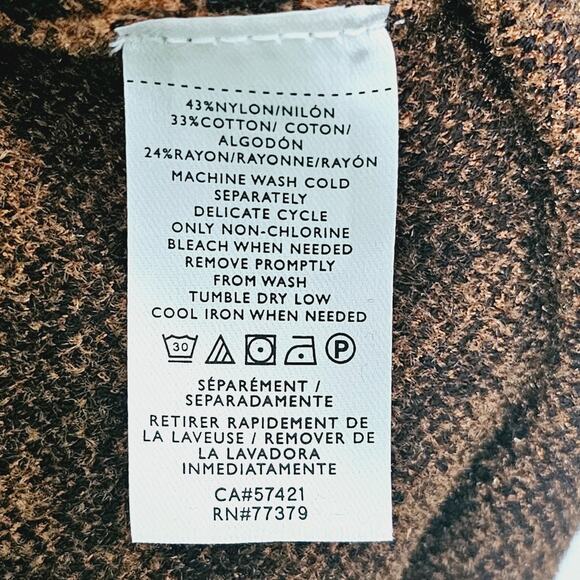 Ann Taylor Tiger Print Jacquard Mockneck Sweater in Chocolate Noir Sz S Soft NWT - Picture 8 of 9